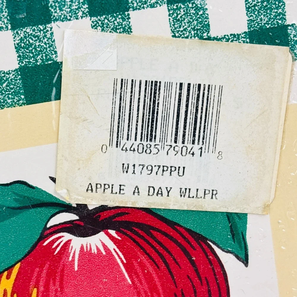 Vintage Imperial Apple A Day Wallpaper Border Green Gingham 5 Yards Cecil Saydah